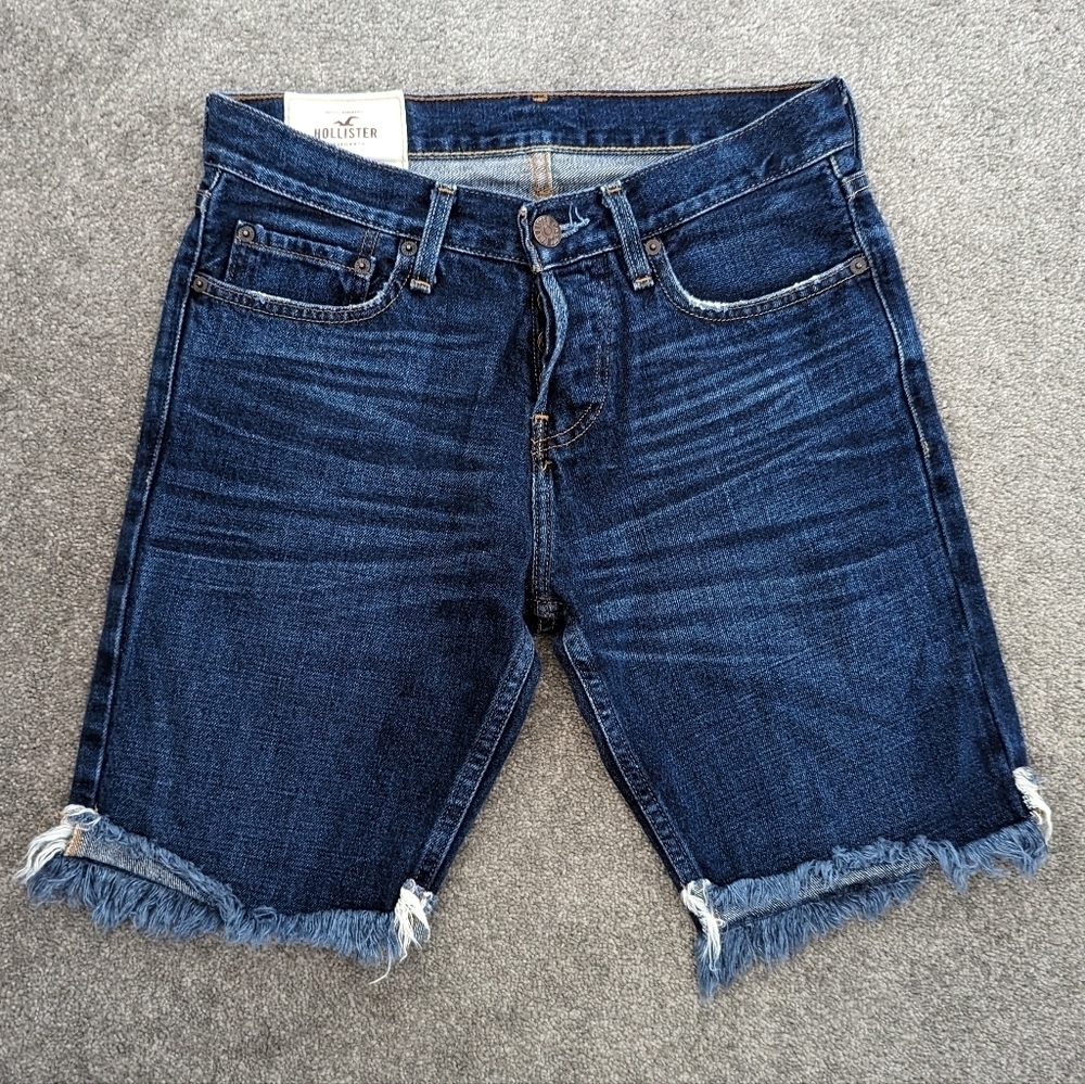 HOLLISTER raw hem button fly denim shorts waist 29
